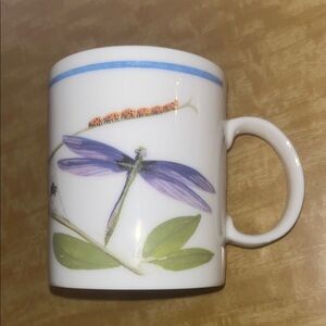 Starbucks White Mug with Purple and Green Design with insects OS